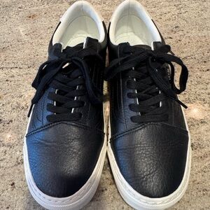 Black Leather Vans Women’s 7.5 NEVER WORN